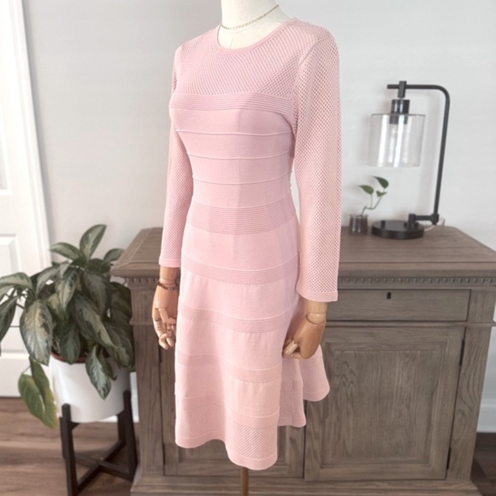 Vince Camuto Mesh-detail Fit-and-flare Dress | Size Small - Picture 2 of 14